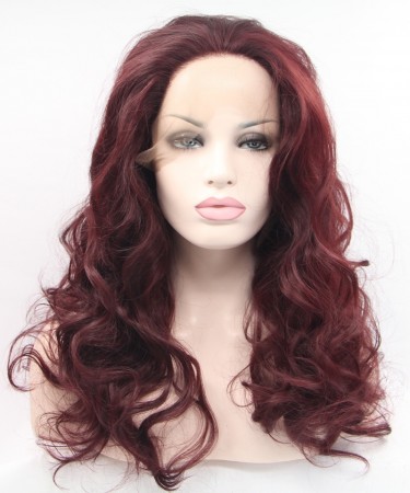 CARA Crimson Color Body Wave Synthetic Wig