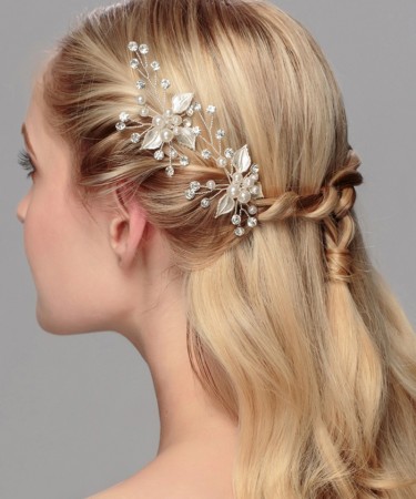  1PCS Pearl Rhinestone Hair plug wedding bride headdress handmade jewelry small hairpin wedding hair accessories for headdress 