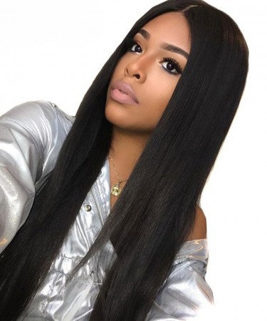 SALE!  150% Density 18inch Lace Front Human Hair Wigs Silky Straight Medium Cap Size 