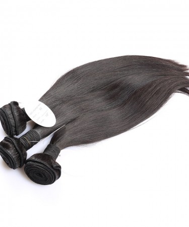 CARA 100% Human Hair 2 Pcs Straight Brazilian Virgin Hair Bundles Natural Black 