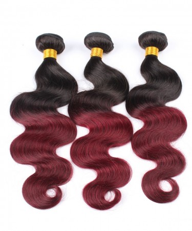 CARA Brazilian Virgin Hair 3 Pcs Ombre Weave Bundles 1B/99J Burgundy Brazilian Hair 