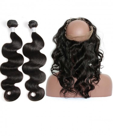 CARA Brazilian Virgin Hair Body Wave 360 Lace Frontal With Bundles Pre Plucked With Baby Hair