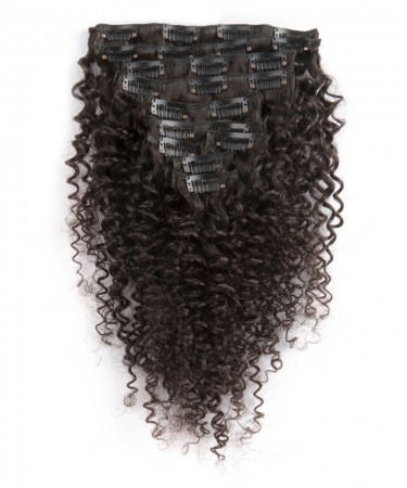 CARA Deep Wave Brazilian Hair Clip In Human Hair Extensions 7 Pieces/Set Natural Color 120g/set