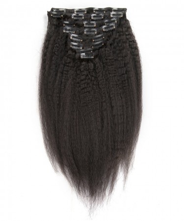 CARA Kinky Straight Virgin Hair 7Pcs Hair Peruvian Clip In Human Hair Extensions 120g/set