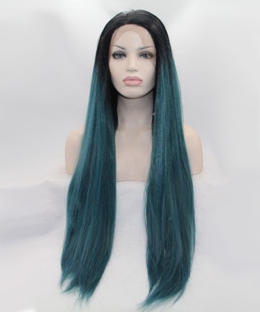 CARA 1B/Dark Blue Ombre Synthetic Wig Lace Front Wig 