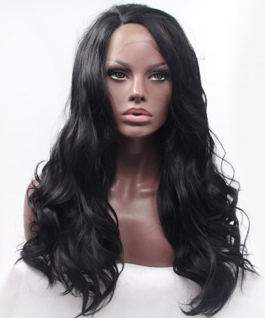 CARA Black Natural Wavy Synthetic Wig For Black Women