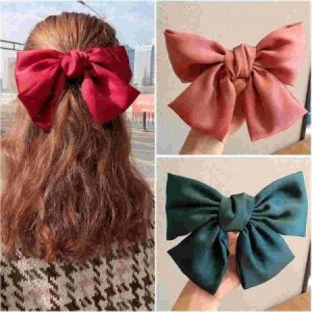 CARA Big Hair Bow Ties Hair Clips Satin Two Layer Butterfly Bow For Women Bowknot Hairpins Trendy Headwear Hair Accessorie