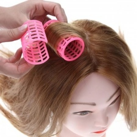 CARA 12 Pcs/Set Pink Plastic DIY Hair Styling Roller Curlers Clips Large Grip Styling Roller Curlers Hairdressing Tools Styling Home