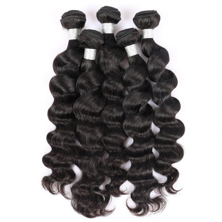CARA Peruvian Virgin Hair Natural Color 3 Bundles Loose Wave Human Hair Weave Bundles 