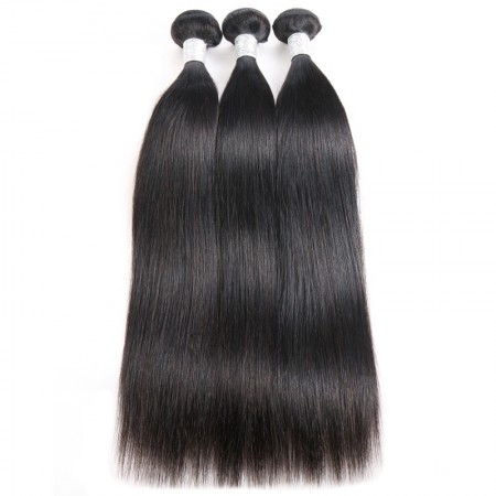 CARA 100% Brazilian Human Hair Weave Bundles Straight 3Pcs Natural Black 