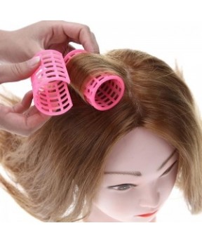 CARA 12 Pcs/Set Pink Plastic DIY Hair Styling Roller Curlers Clips Large Grip Styling Roller Curlers Hairdressing Tools Styling Home