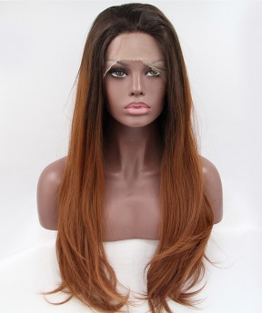 CARA Lace Front Wig 1B/Brown Ombre Wig Straight Synthetic Wig