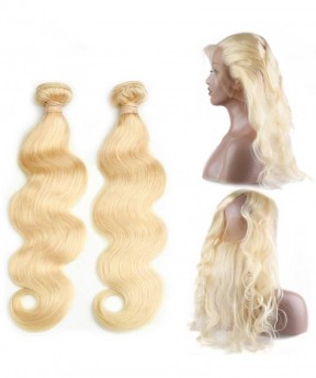 CARA 613 Blonde Color 2 Bundles with 360 Lace Frontal Body Wave