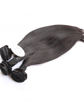 CARA 100% Human Hair 2 Pcs Straight Brazilian Virgin Hair Bundles Natural Black