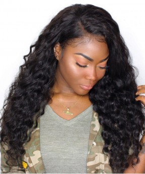 CARA Deep Wave Pre Plucked Full Lace Human Hair wigs 120% Density Brazilian Virgin Hair