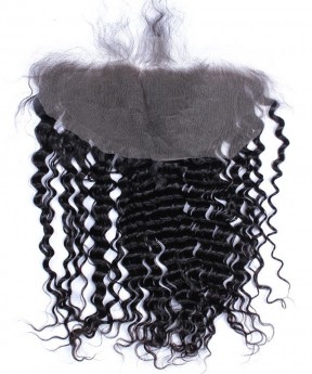 CARA Deep Wave Brazilian Hair 13x6 Ear To Ear Lace Frontal Closure With Baby Hair Natural Color