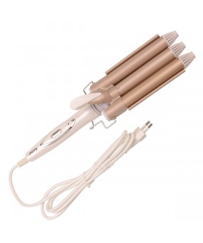 CARA Curling Iron Curly Tourmaline Ceramic Hair Curler Large Wave - Triple Barrel (Gold)