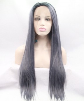CARA Hot Sales Grey Color Synthetic Wig Lace Front Wig