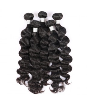 CARA Peruvian Virgin Hair Natural Color 3 Bundles Loose Wave Human Hair Weave Bundles 