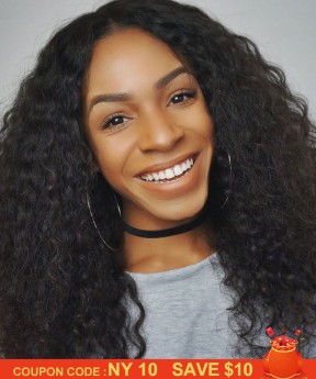 14" Loose Curly Lace Front Human Hair Wigs 250% High Density Lace Wigs