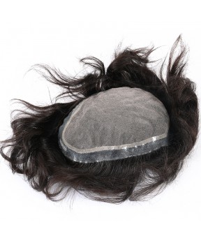 CARA 100% Human Hair Natural Hairline Men Toupee Hair Replacement Hair