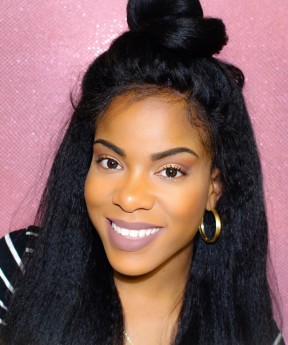 CARA Kinky Straight Full Lace Human Hair Wigs Silk Top Wigs Natural Scalp