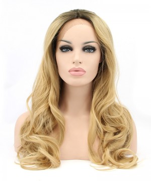 CARA Golden Yellow Women Fashion Synthetic Wig Big Blonde Wavy Lace Front Wigs