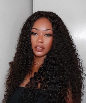 300% Density Deep Curly Pre Plucked Lace Front Human Hair Wigs