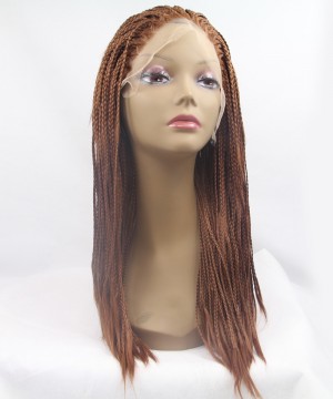 CARA Brown Color Braided Synthetic Wig Lace Front Wig