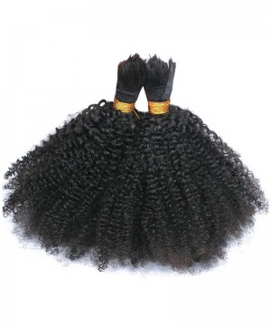 CARA Brazilian Afro Kinky Curly Braid in Bundles Hair Weave 3Pcs Human Hair Natural Color