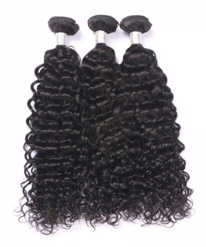 CARA Peruvian Virgin Hair Natural Black Deep Curly Double Weft Human Hair 3 Bundles