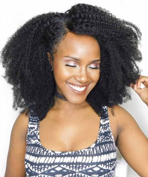 Super Thick 250% Density Afro Kinky Curly Lace Front Human Hair Wigs