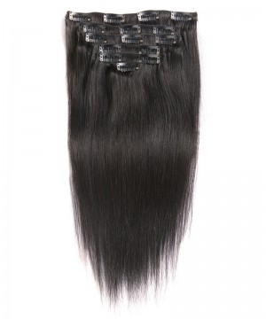 CARA Brazilian Straight Virgin Hair Clip In Human Hair Extensions 7 Pieces/Set Natural Color