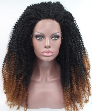 CARA 1B/Brown Ombre Wig Afro kinky curly Synthetic Wig Lace Front Wig