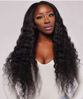 CARA SALE! 24inch 150% Density Loose Curly Lace Front Human Hair Wigs Medium Cap Size