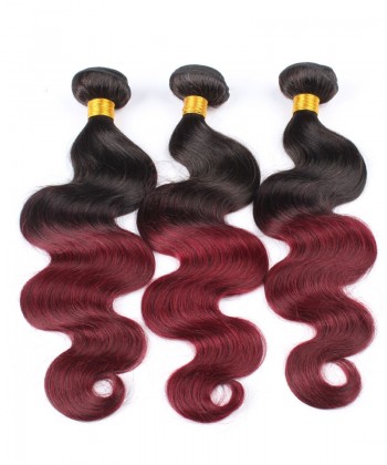 CARA Brazilian Virgin Hair 3 Pcs Ombre Weave Bundles 1B/99J Burgundy Brazilian Hair