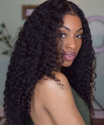 SALE! 18inch 150% Density Deep Curly Lace Front Human Hair Wigs Medium Cap Size