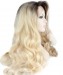 CARA Ombre Wig Side Part Synthetic Wigs 1B/Blonde Wig Lace Front Wig