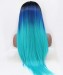 CARA Ombre Wig Straight Lace Front Wig Three Color 1B/Blue/Light Blue Synthetic Wig