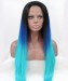 CARA Ombre Wig Straight Lace Front Wig Three Color 1B/Blue/Light Blue Synthetic Wig