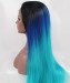 CARA Ombre Wig Straight Lace Front Wig Three Color 1B/Blue/Light Blue Synthetic Wig