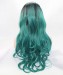 CARA Long Wavy 1B/Green Ombre Synthetic Wig Lace Front Wig