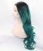 CARA Long Wavy 1B/Green Ombre Synthetic Wig Lace Front Wig