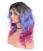 Luxury Natural Wave 1B/Purple/Pink Ombre Color 13x6 Lace Front Human Hair Wigs 180% Density