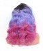 Luxury Natural Wave 1B/Purple/Pink Ombre Color 13x6 Lace Front Human Hair Wigs 180% Density