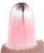 CARA Synthetic Lace Front Wig Ombre Wigs 1B Pink Straight Short Bob Lace Front Wigs 