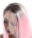 CARA Synthetic Lace Front Wig Ombre Wigs 1B Pink Straight Short Bob Lace Front Wigs 