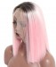 CARA Synthetic Lace Front Wig Ombre Wigs 1B Pink Straight Short Bob Lace Front Wigs 