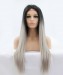 CARA Grey Ombre Synthetic Lace Front Wig Straight Hair #1B Grey Lace Wigs