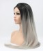 CARA Grey Ombre Synthetic Lace Front Wig Straight Hair #1B Grey Lace Wigs